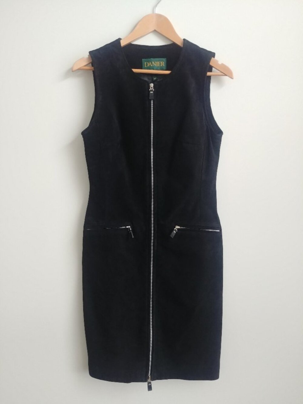 Vintage Danier made in Canada black genuine leather suede dress Small